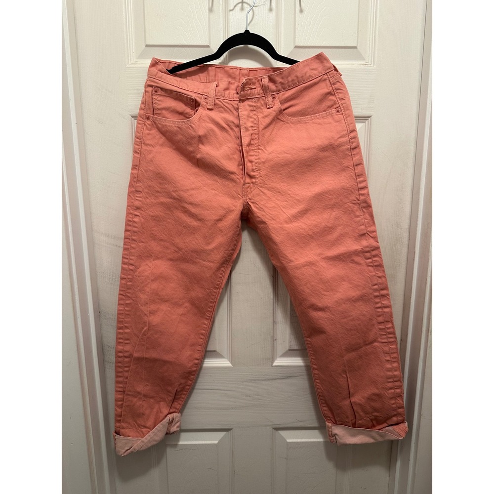 Levis 501 Original Fit Salmon Pink Coral Denim Jeans Mens 33x32 Button Fly